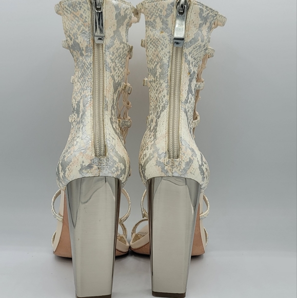 BCBGMaxAzria- Post Macrame Python Gladiator Sandals - Picture 2 of 7